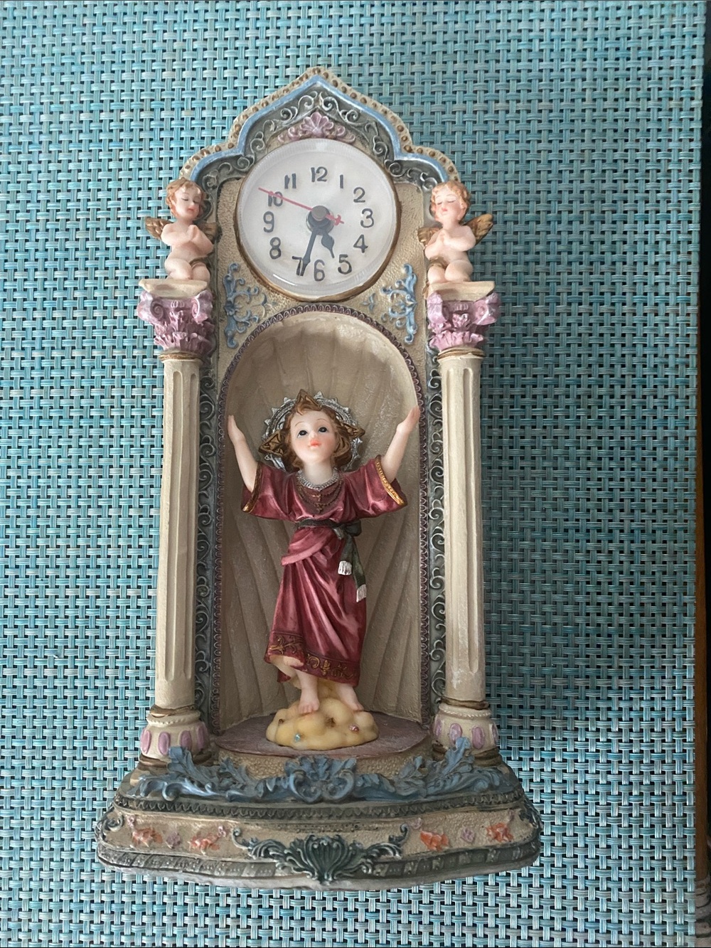Ornate Burgundy Cherub Wall Clock by